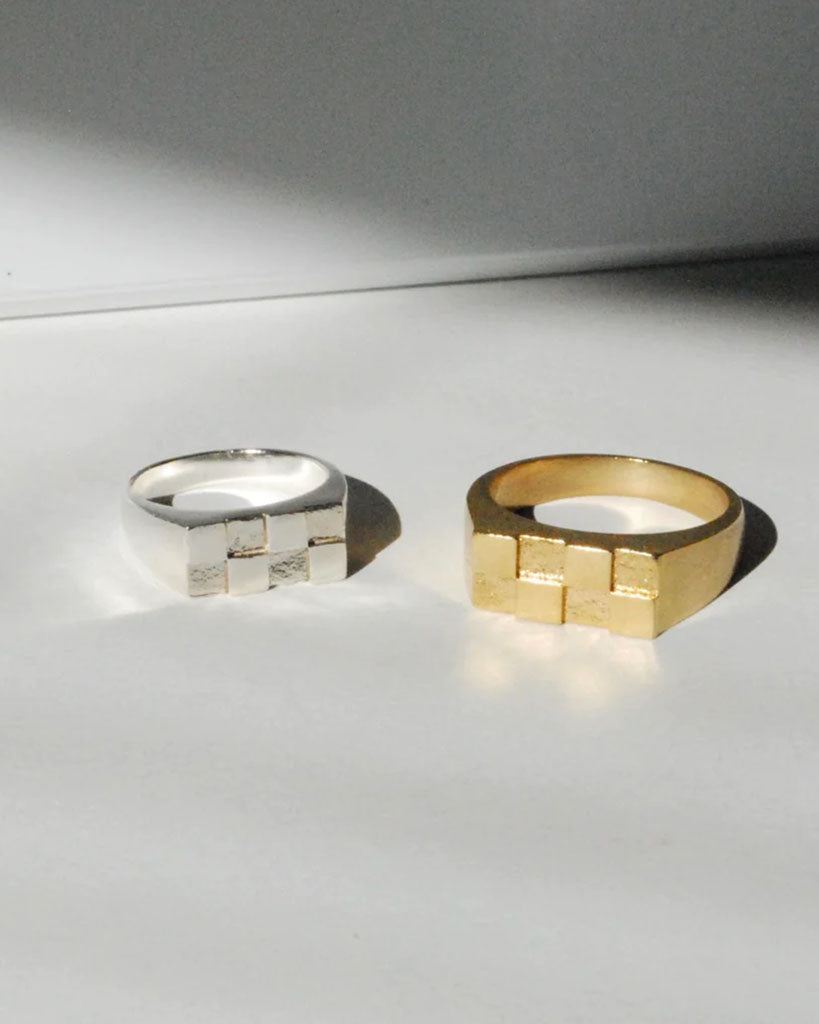 The Checkerboard Ring - Bronze - Size 5 | Take Shape Studio