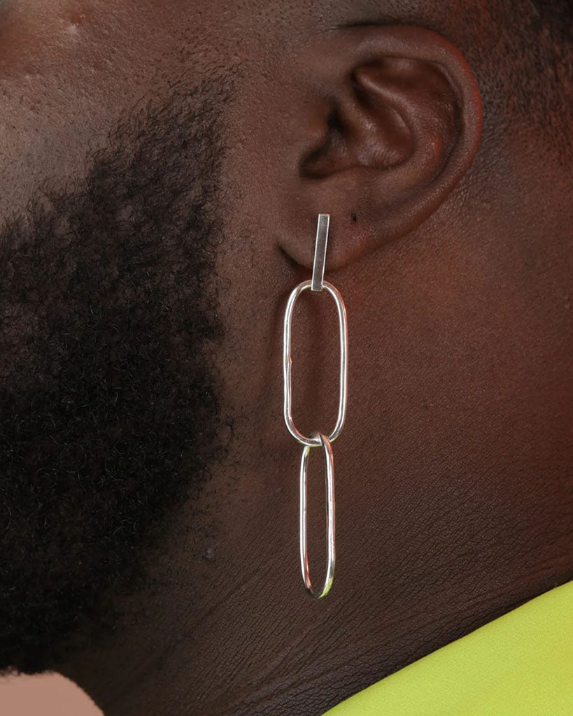 The Drop Chain Earrings - Silver - | Take Shape Studio