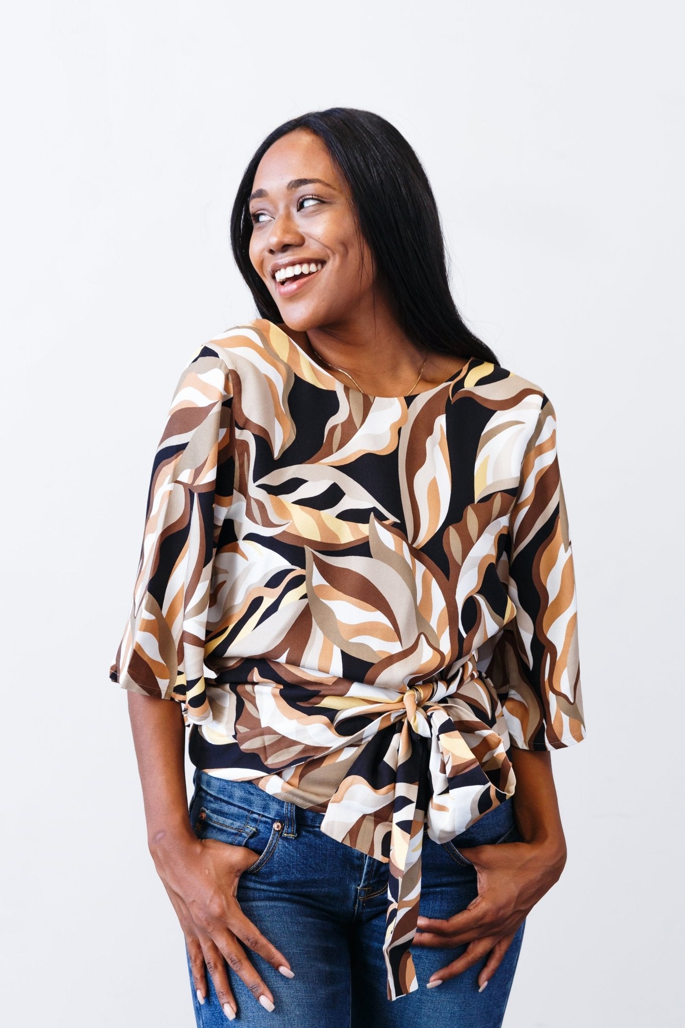 The Printed Olivia Top - Extra Small - | DEVAN GREGORI