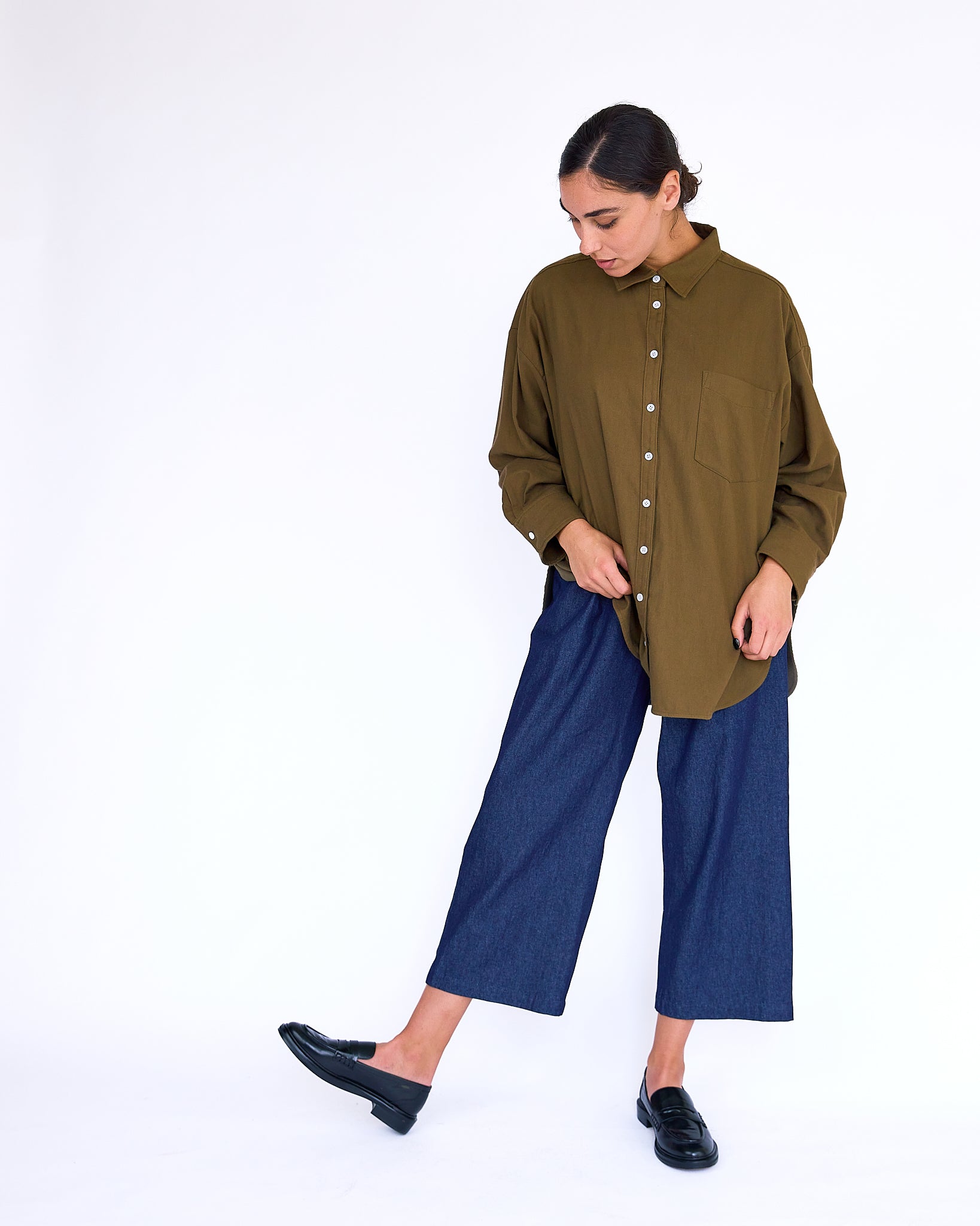 The Claire Shirt - Khaki - XS | DEVAN GREGORI