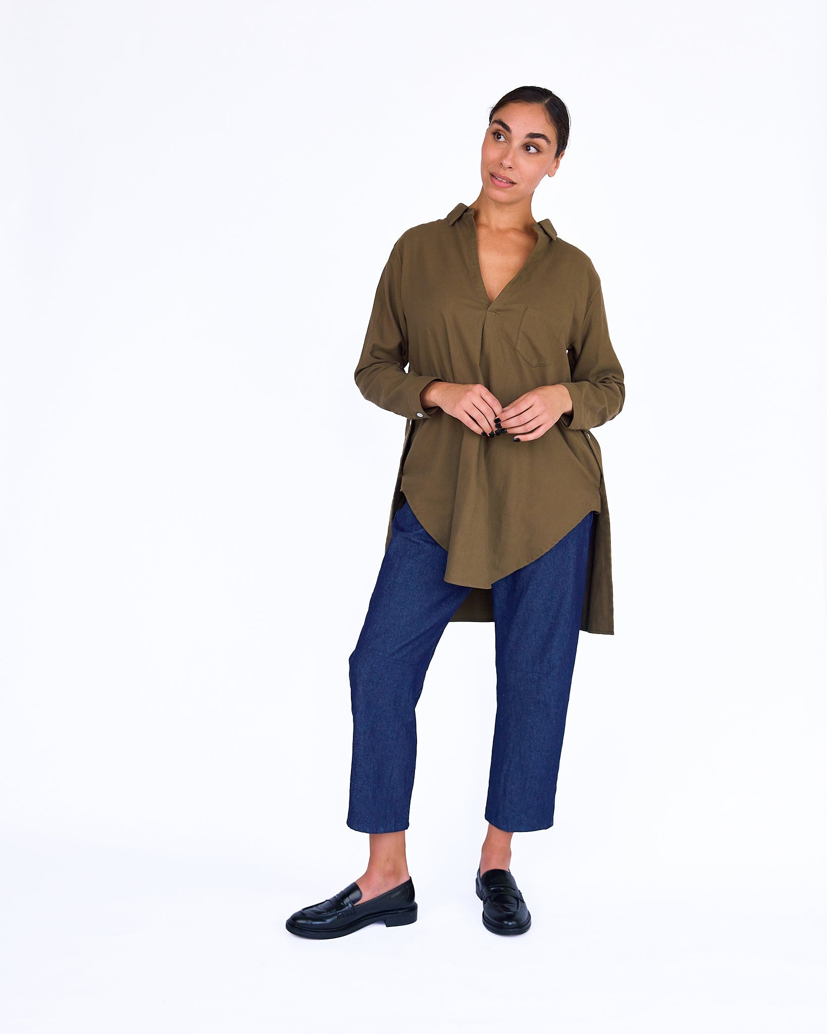 The Elodie Tunic - Khaki - XS | DEVAN GREGORI