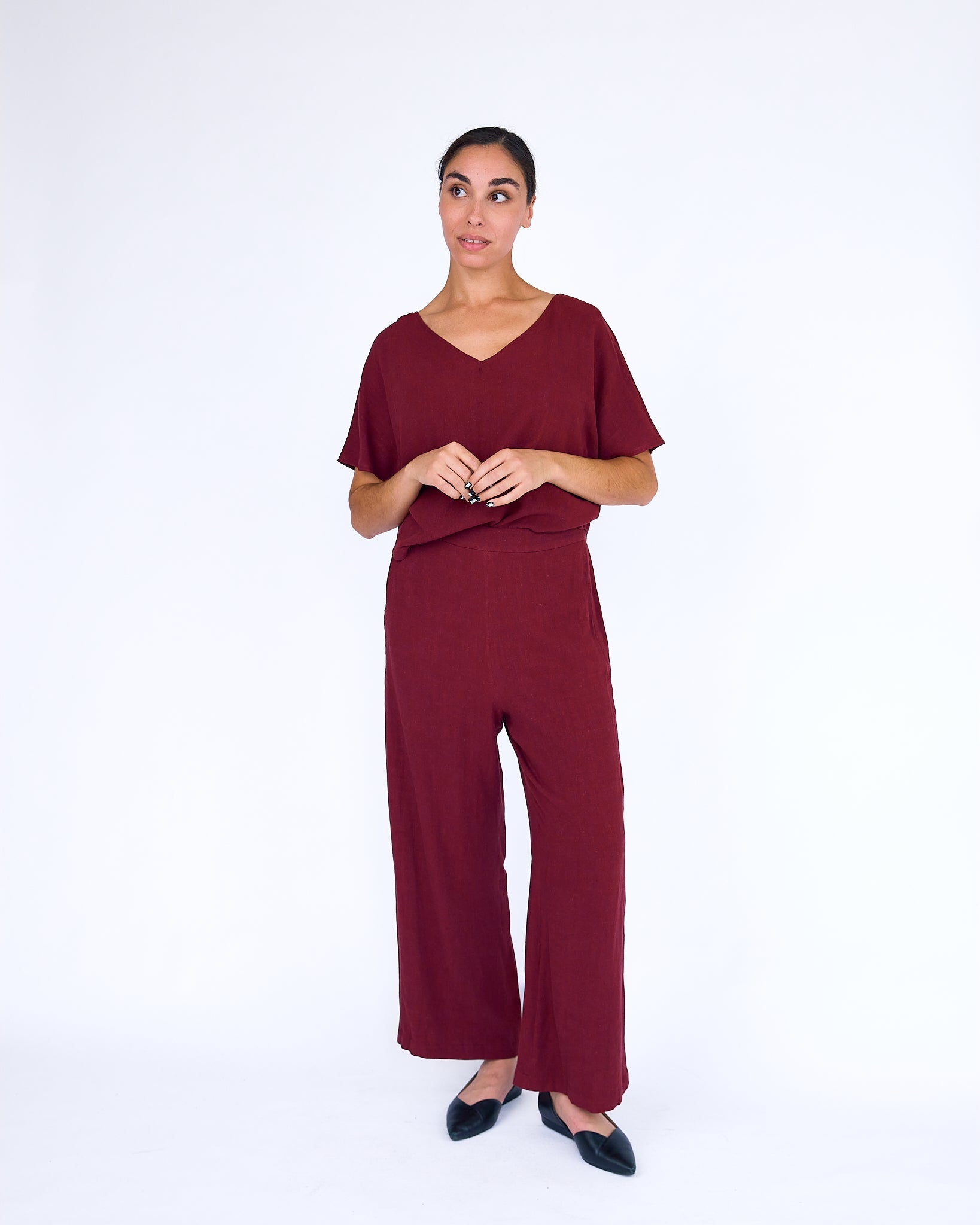 The Julia Tuxedo Pant - Wine - XS | DEVAN GREGORI