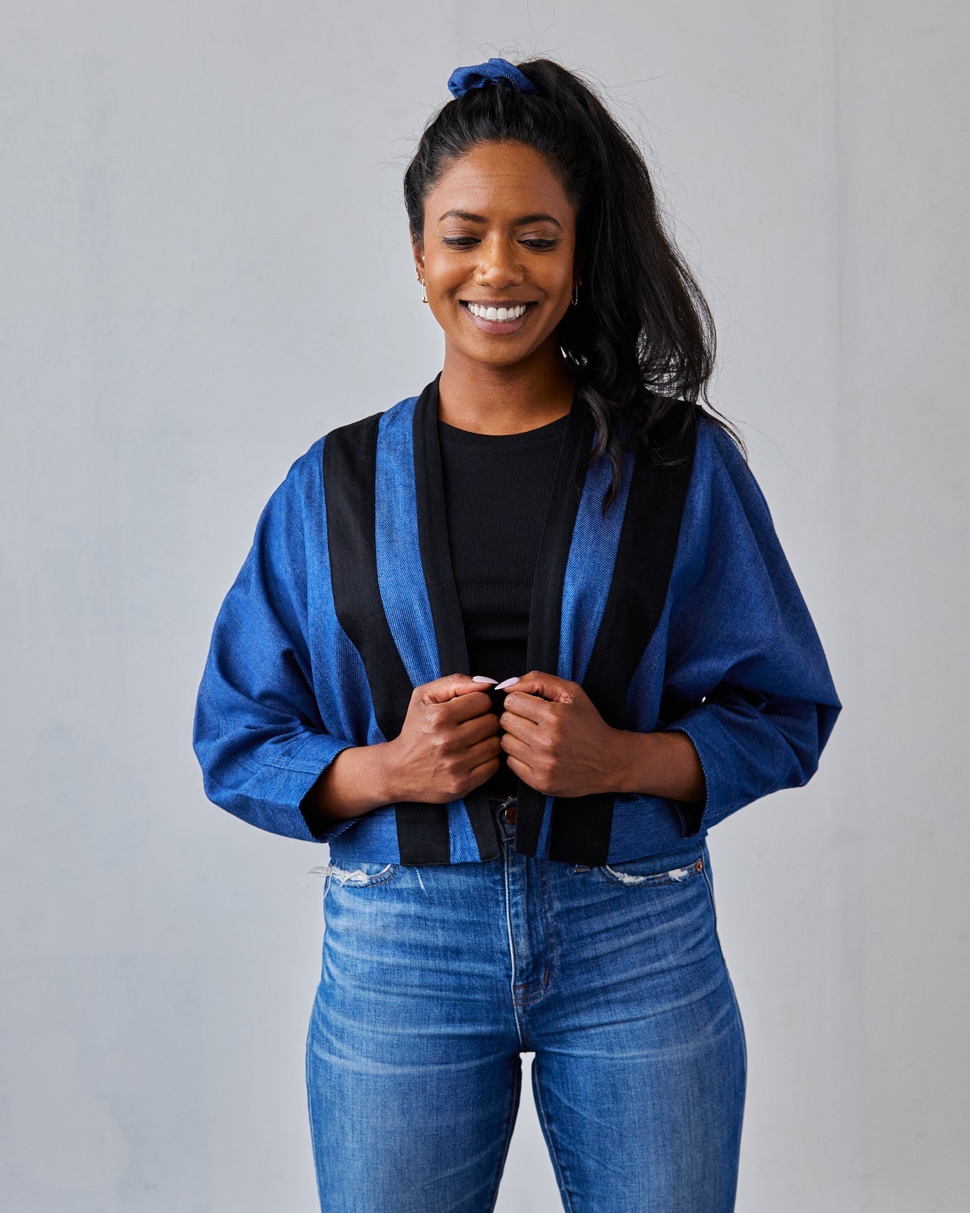 The Keiko Jacket - Blue/Black - Extra Small | DEVAN GREGORI