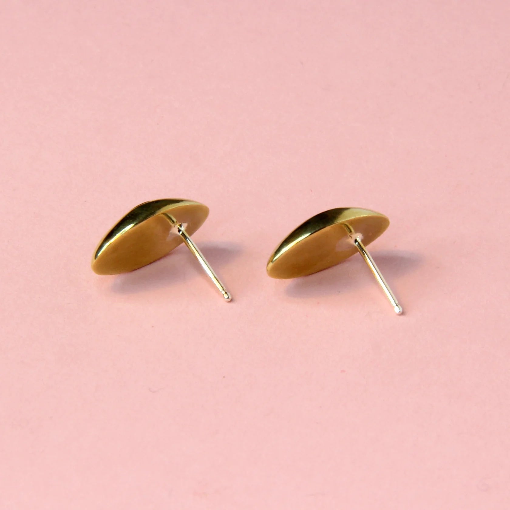 The Oval Inlay Earrings - Bronze - Checkerboard | Take Shape Studio