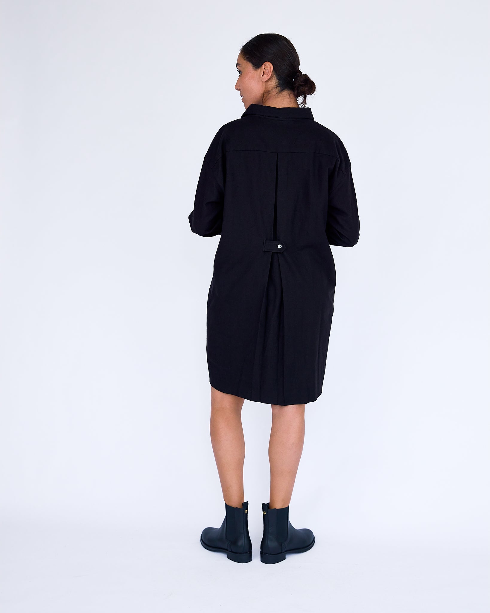 The Stella Shirt Dress - Black - XS | DEVAN GREGORI