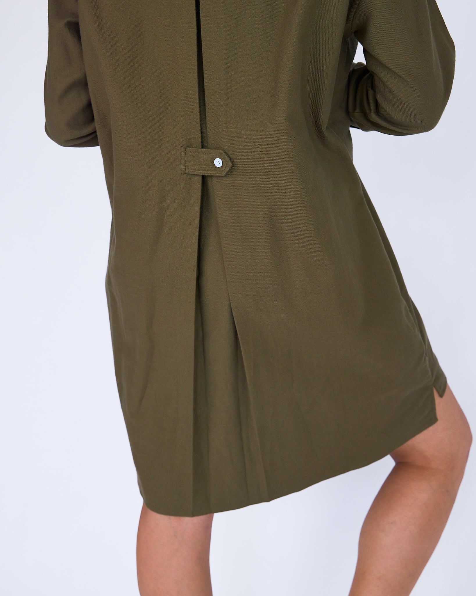 The Stella Shirt Dress - Khaki - XS | DEVAN GREGORI