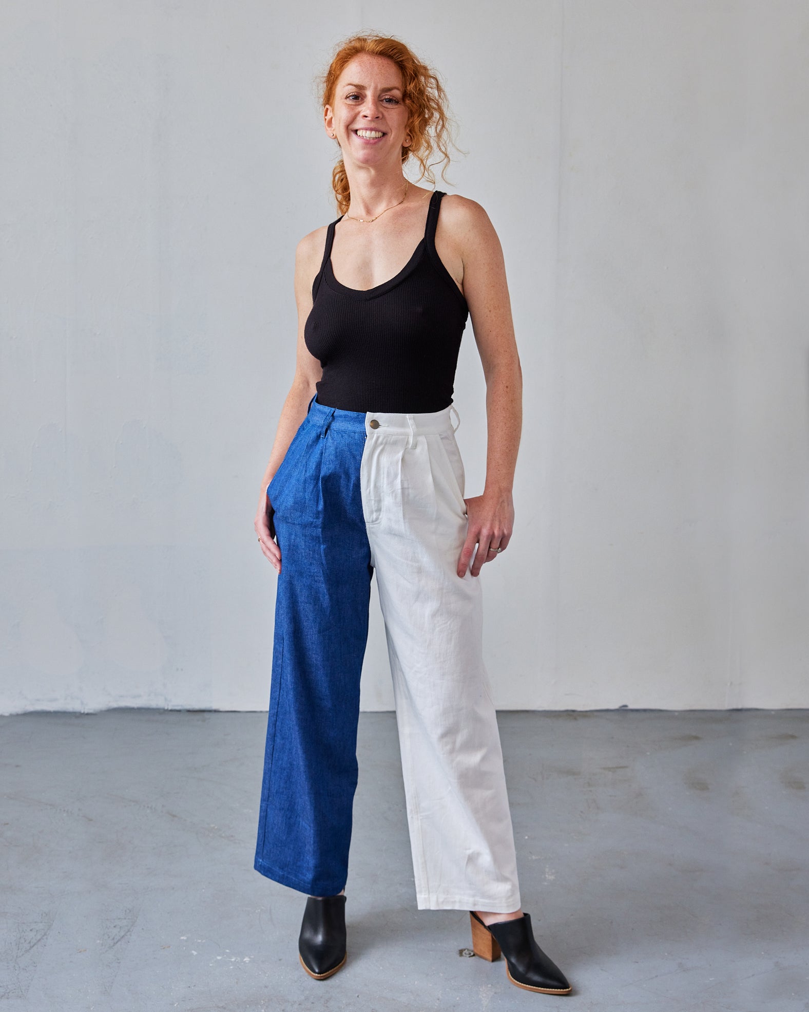 The Stevie Pant - White/Blue - Extra Small | DEVAN GREGORI