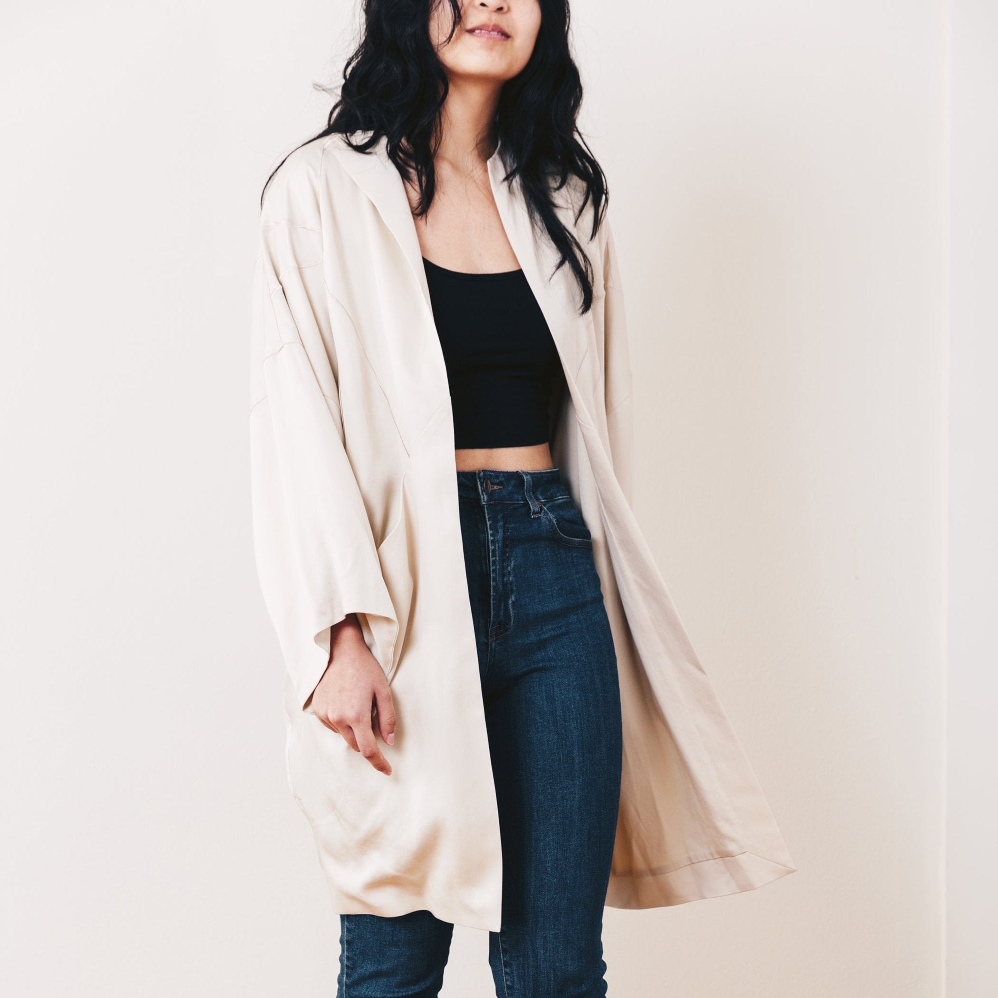 Yuki Embroidered Jacket, Oyster - Small - | DEVAN GREGORI