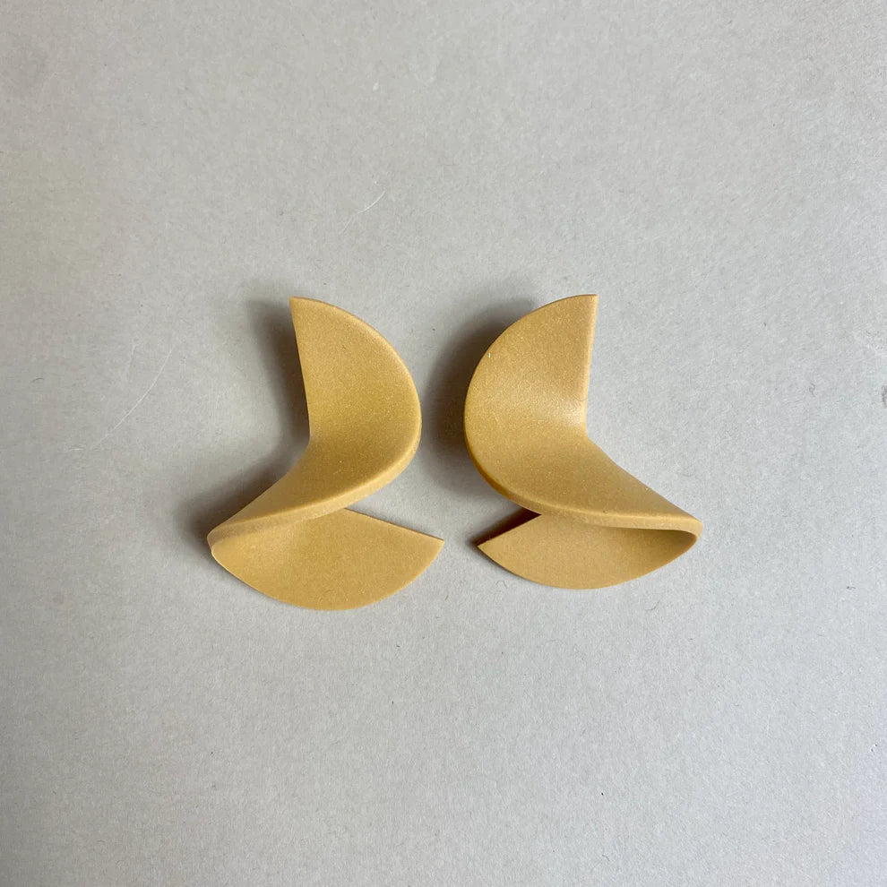 Small Modern Crinkle Earrings - Mustard - | Little Pieces Jewelry