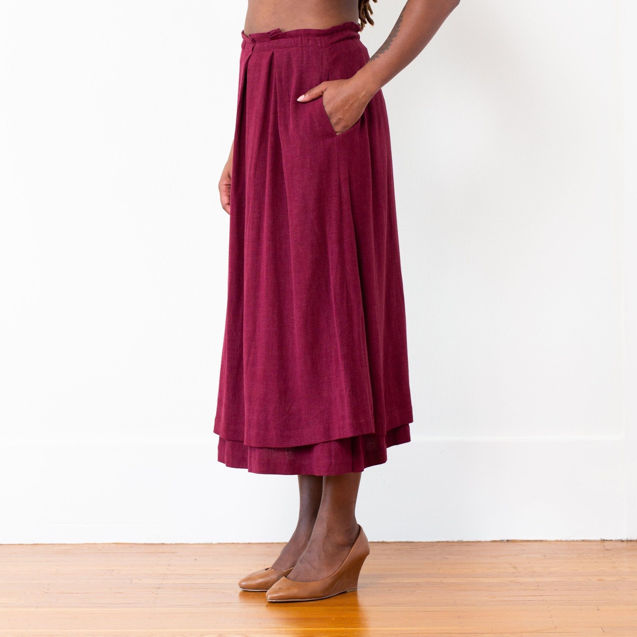 The Celeste Skirt - Small - Bordeaux | DEVAN GREGORI