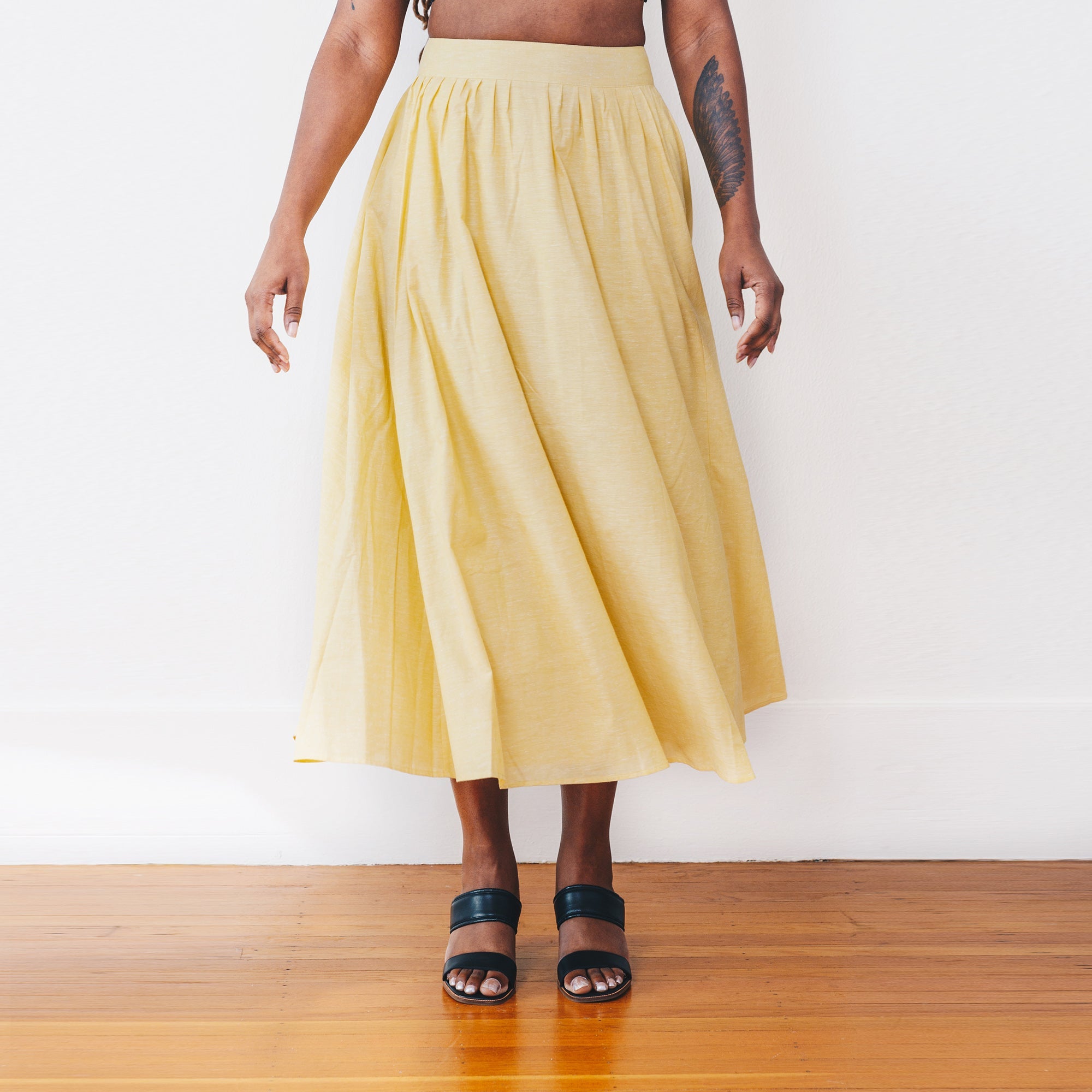 The Cotton/Silk Hazel Skirt - Small - Chartreuse | DEVAN GREGORI