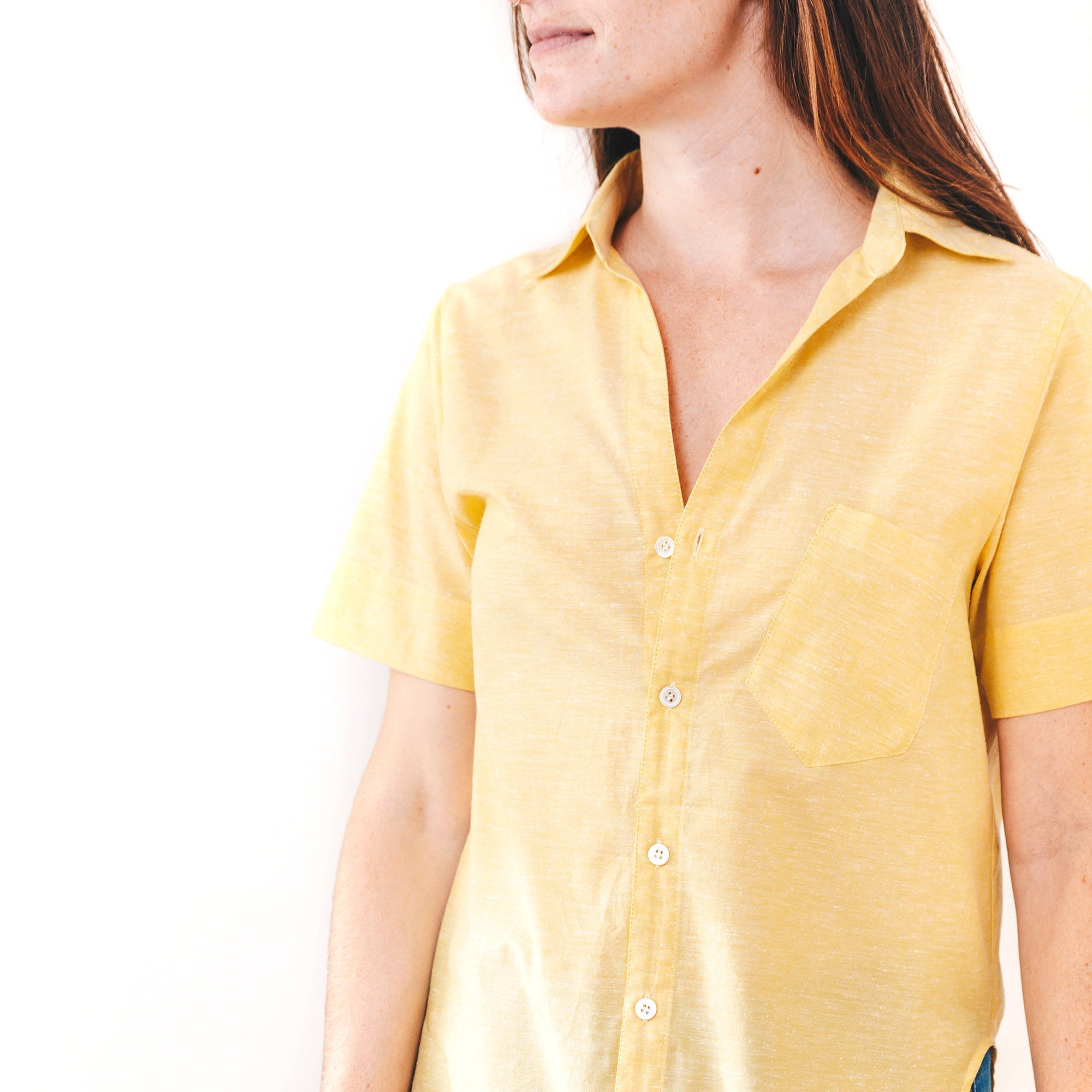 The Cotton/Silk Tayler Button Up - Small - Chartreuse | DEVAN GREGORI