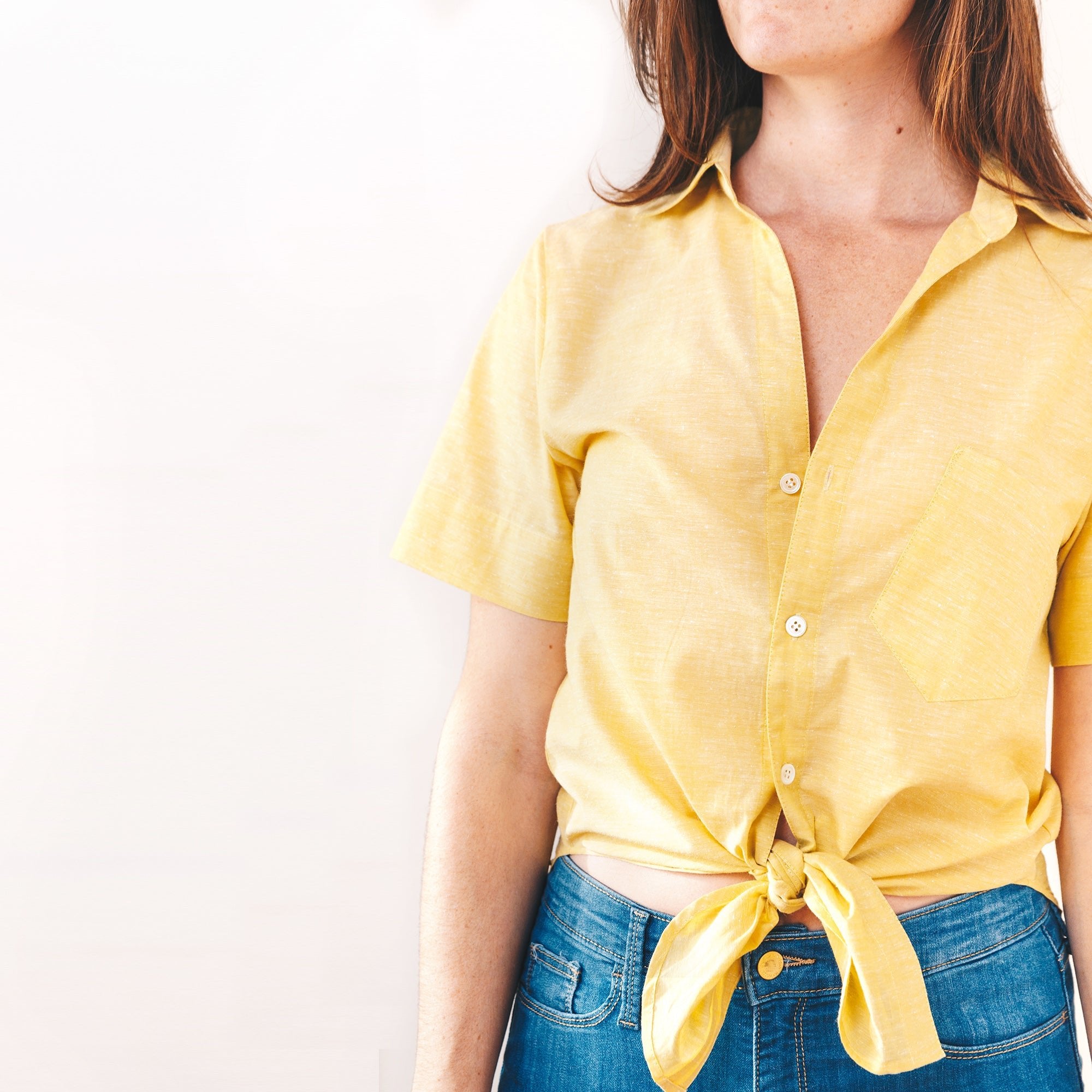 The Cotton/Silk Tayler Button Up - Small - Chartreuse | DEVAN GREGORI