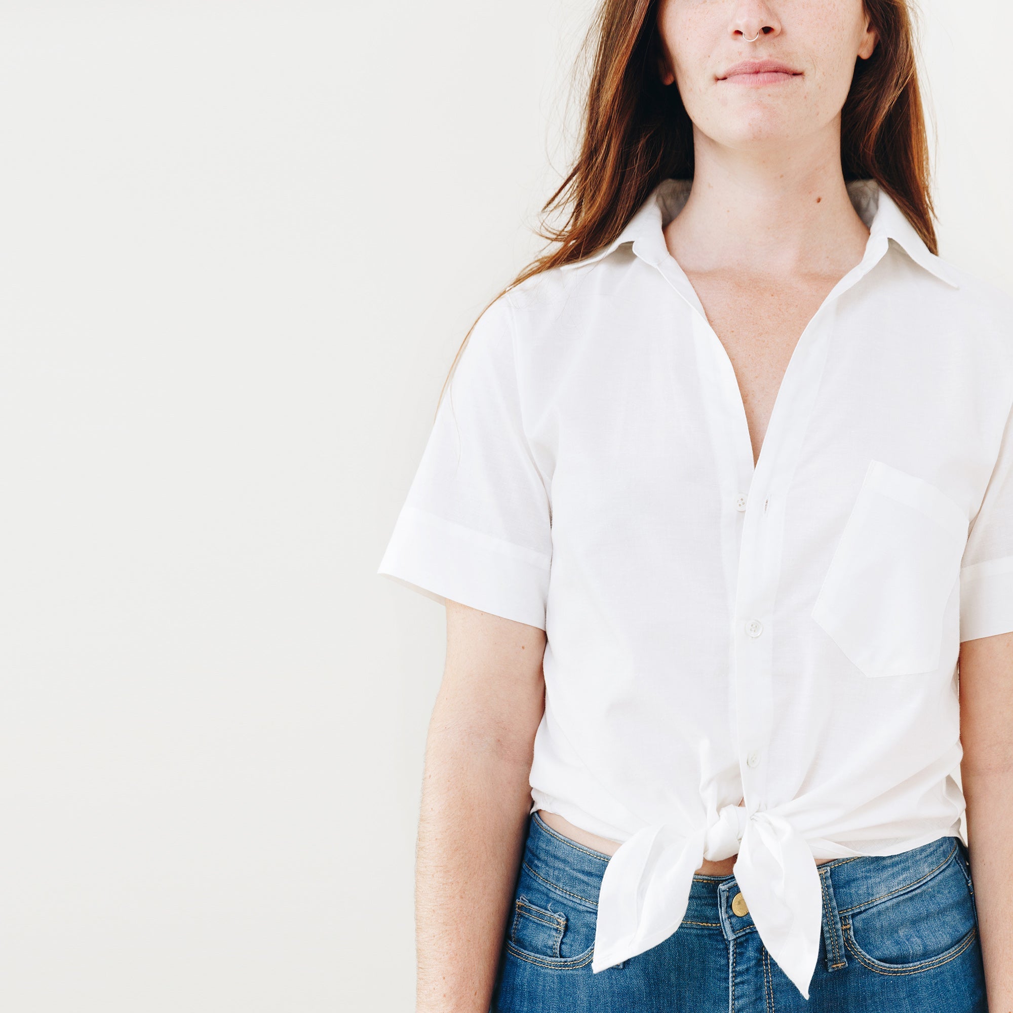 The Cotton/Silk Tayler Button Up - Small - White | DEVAN GREGORI