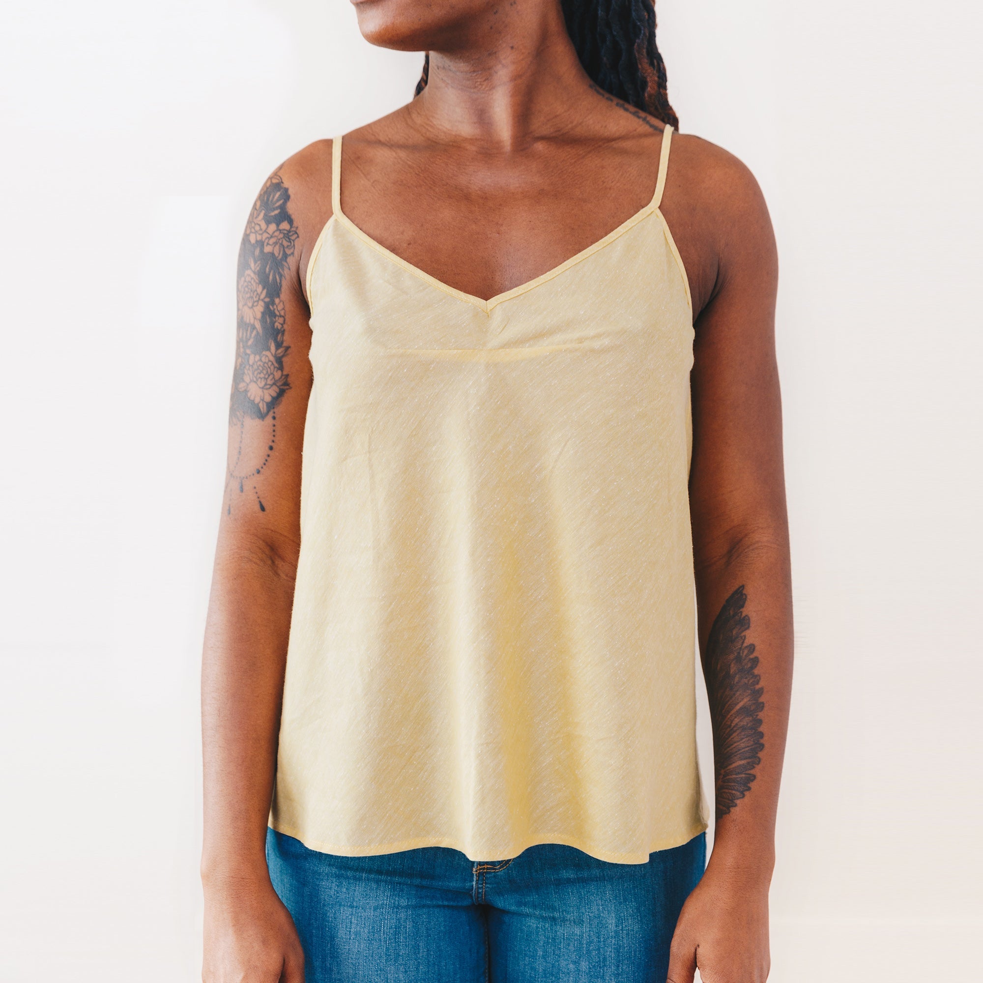 The Cotton/Silk Valencia Tank - Small - Chartreuse | DEVAN GREGORI