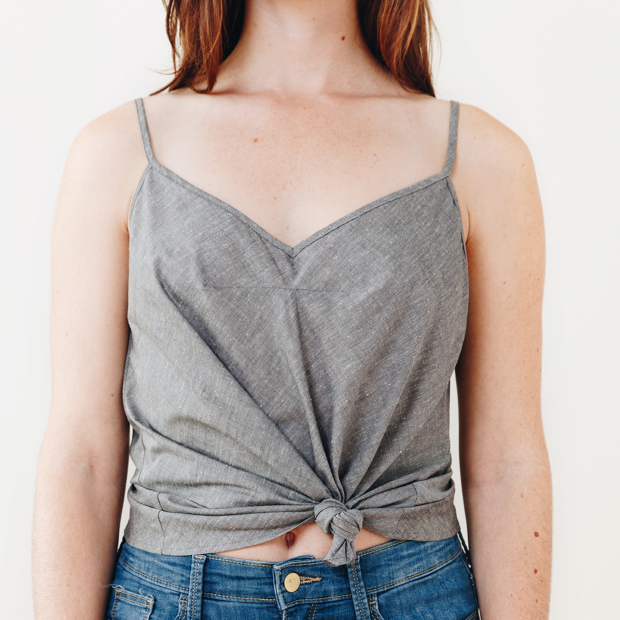 The Cotton/Silk Valencia Tank - Small - Salt & Pepper | DEVAN GREGORI