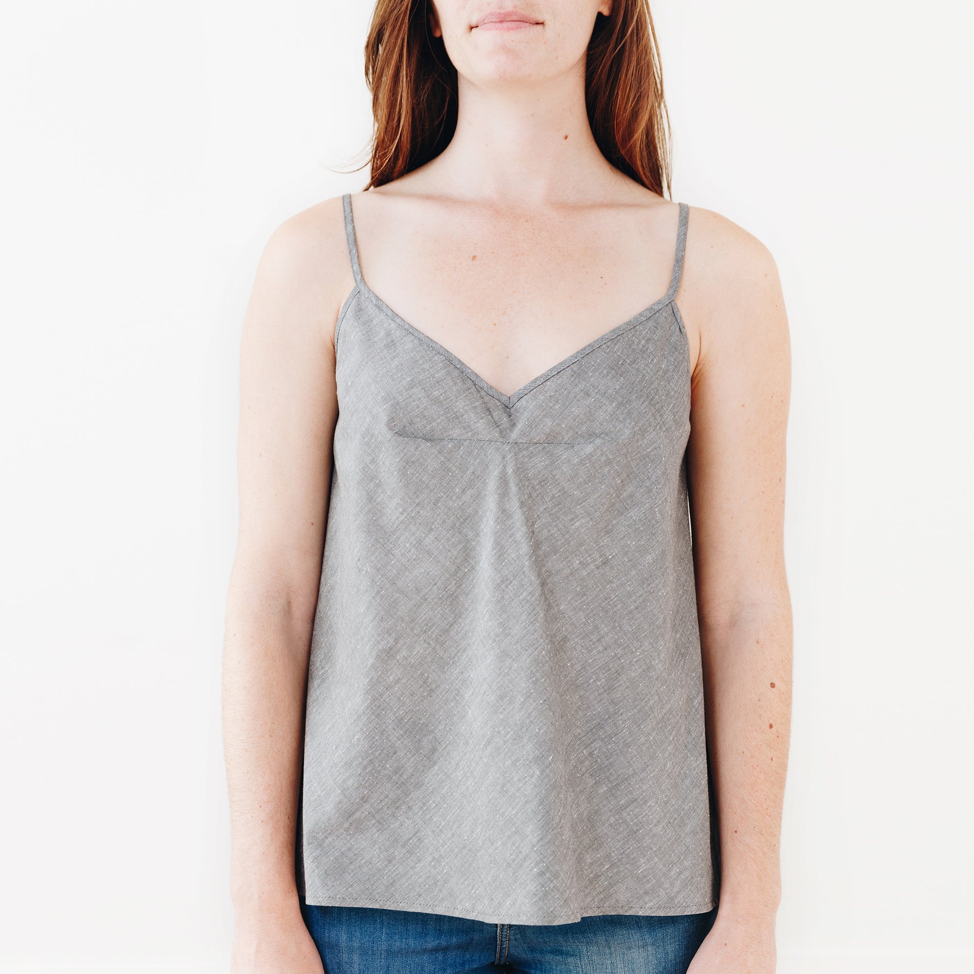 The Cotton/Silk Valencia Tank - Small - Salt & Pepper | DEVAN GREGORI