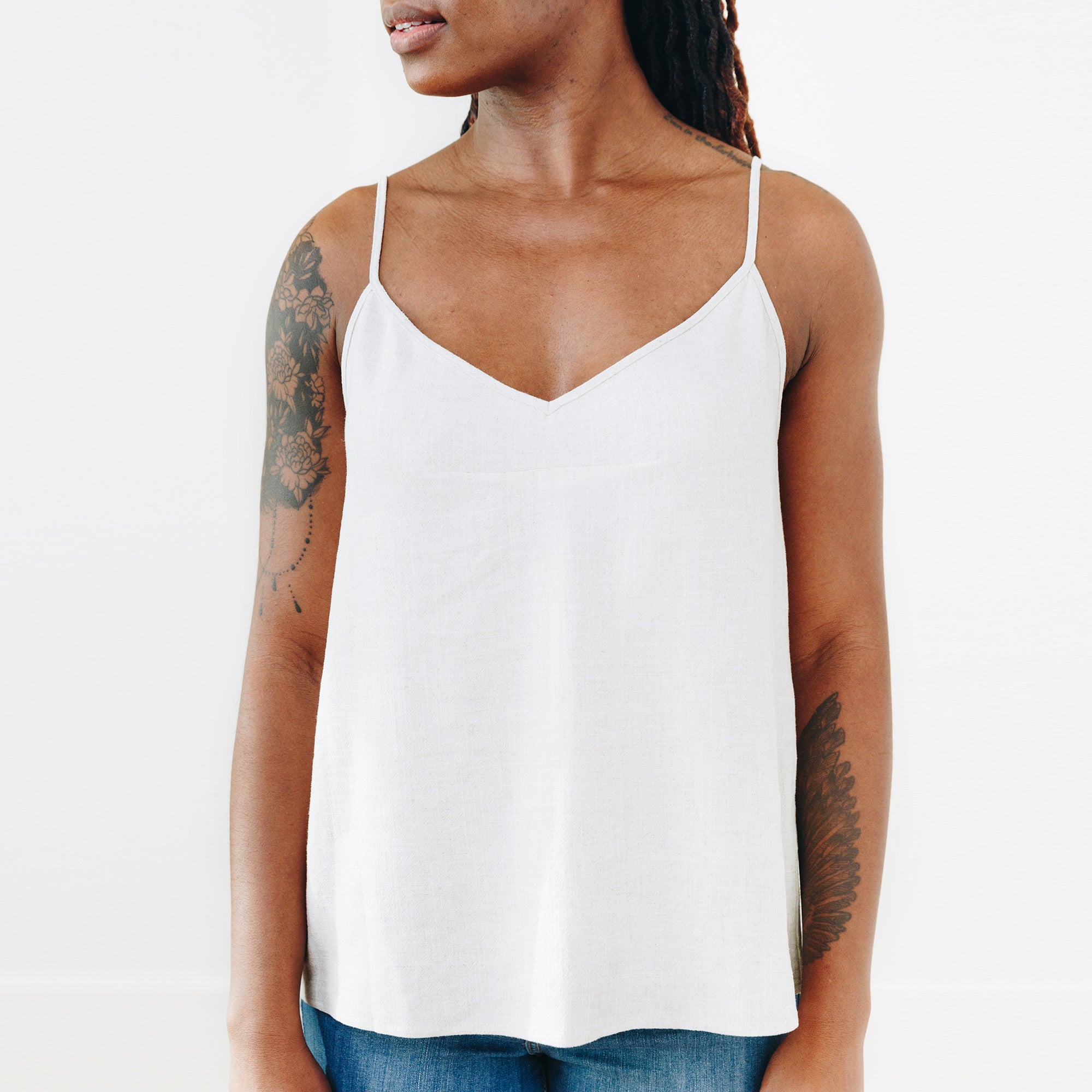 The Cotton/Silk Valencia Tank - Small - White | DEVAN GREGORI