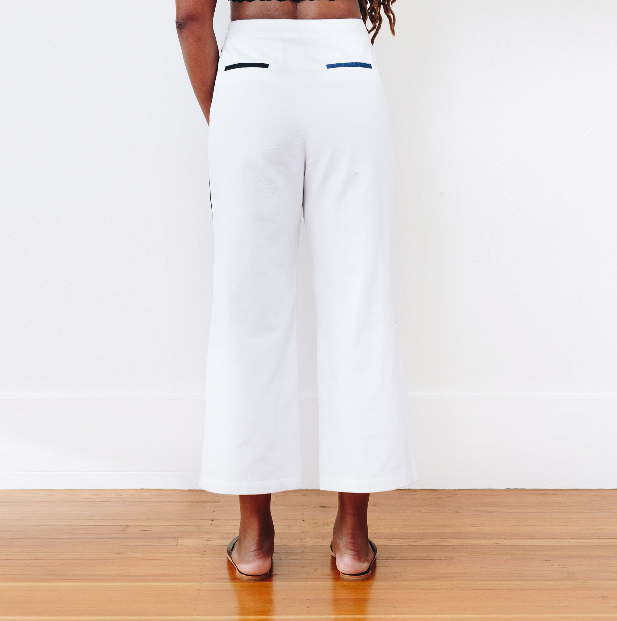 The Denim Julia Tuxedo Pant - Small - White | DEVAN GREGORI