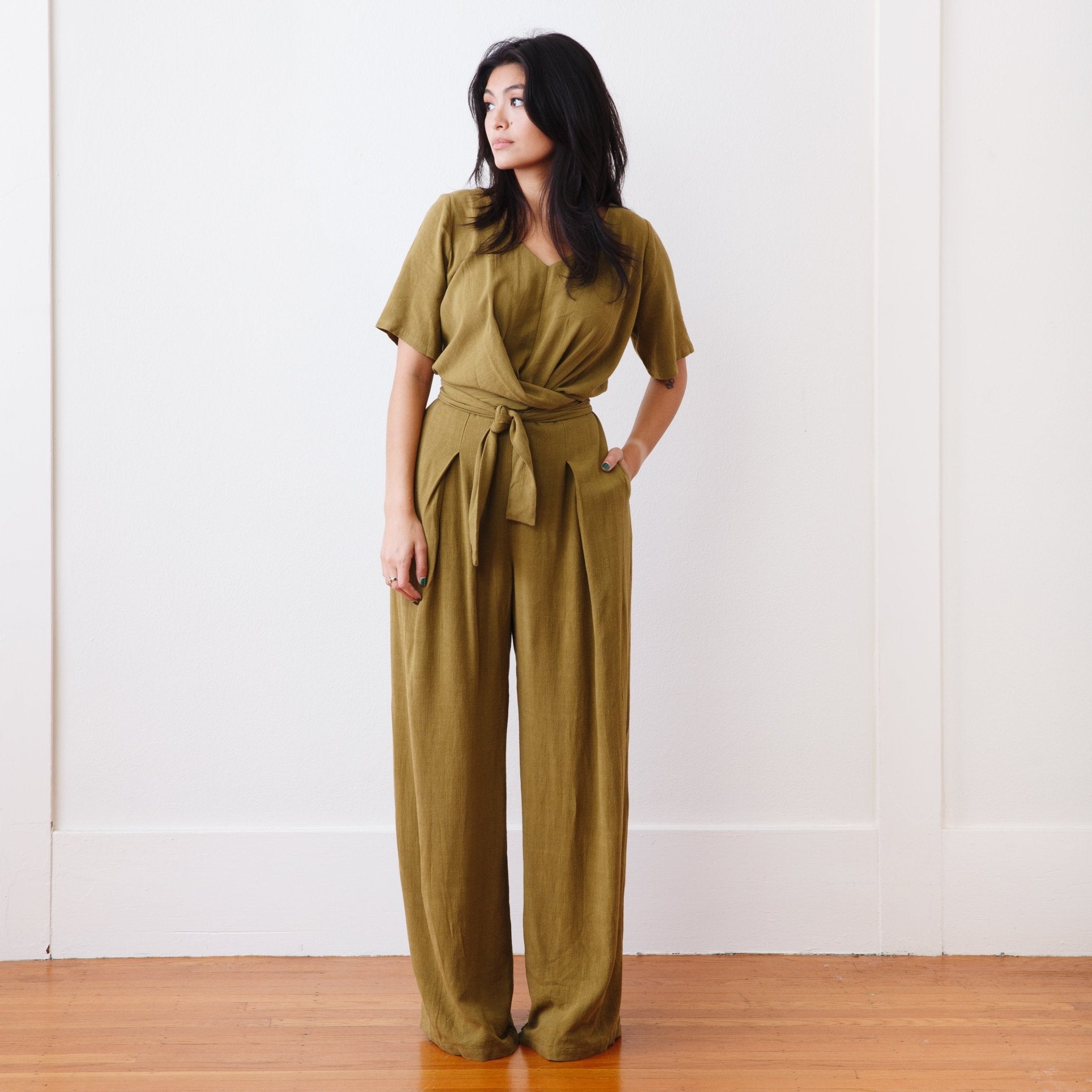 The Isabel Jumpsuit (Long) - Extra Small - Avocado | DEVAN GREGORI