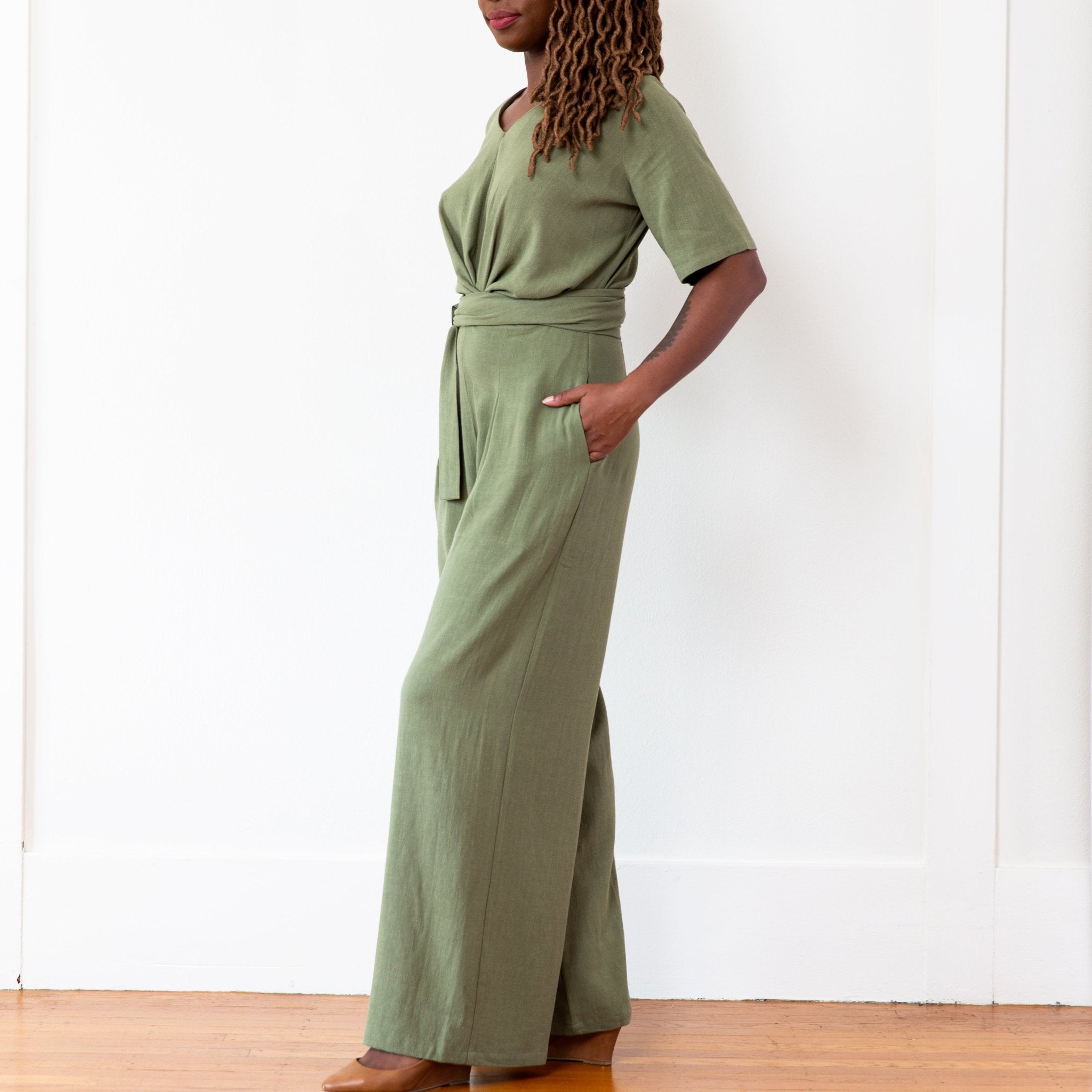 The Isabel Jumpsuit (Long) - Extra Small - Eucalyptus | DEVAN GREGORI