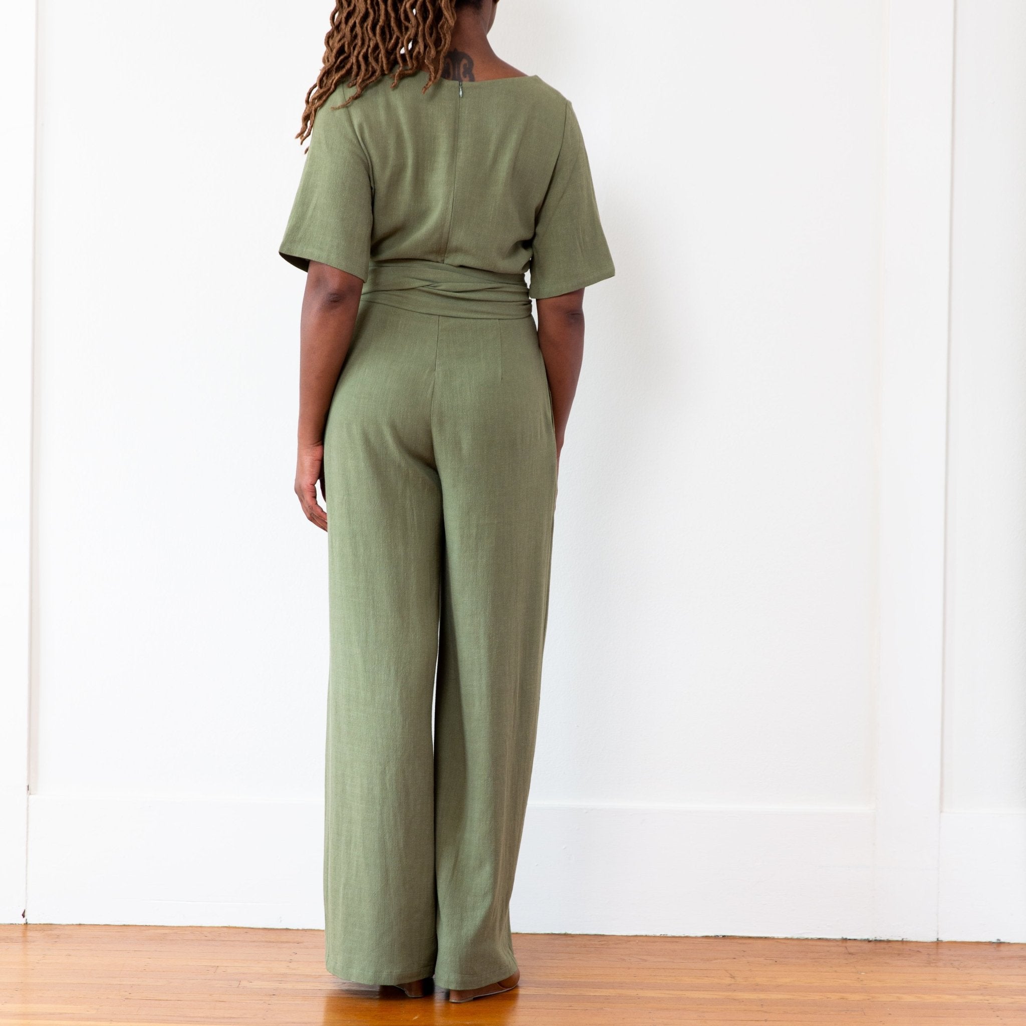 The Isabel Jumpsuit (Long) - Small - Avocado | DEVAN GREGORI