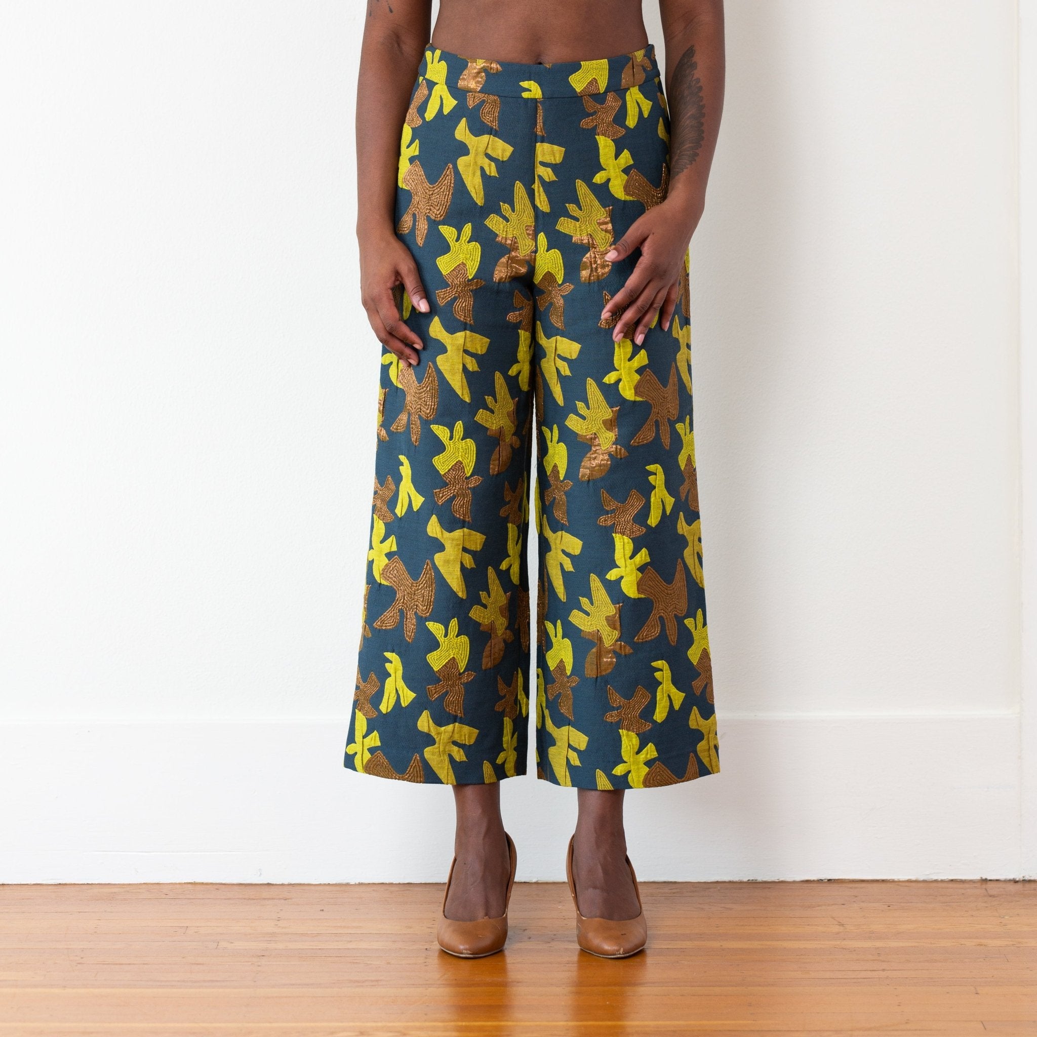 The Julia Pant, Blue/Gold - Small - | DEVAN GREGORI