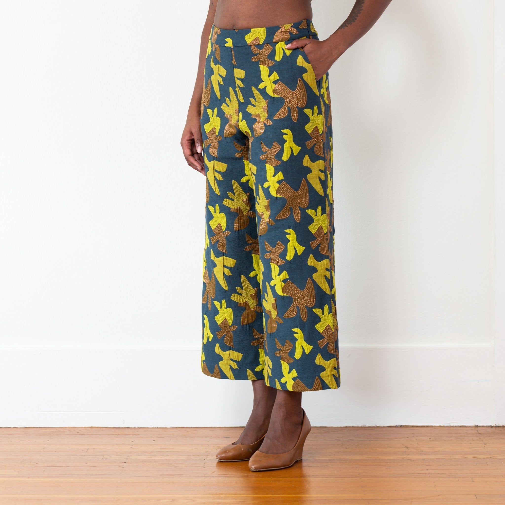 The Julia Pant, Blue/Gold - Small - | DEVAN GREGORI