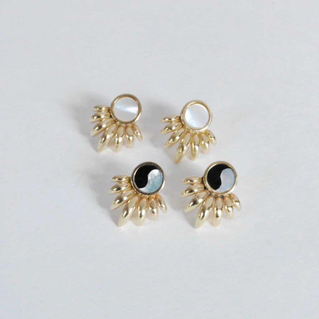 The Ray Inlay Earrings - Bronze - Onyx | Take Shape Studio