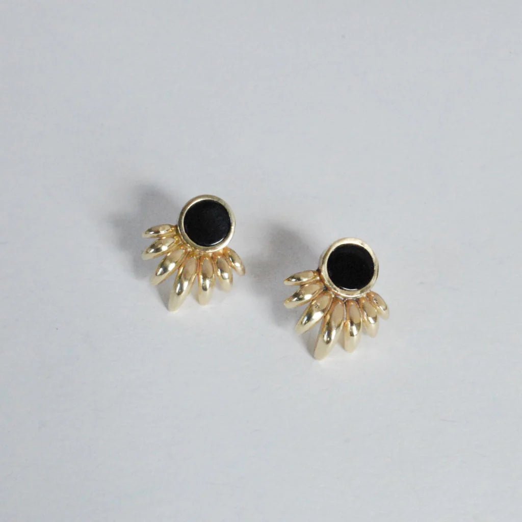 The Ray Inlay Earrings - Bronze - Onyx | Take Shape Studio